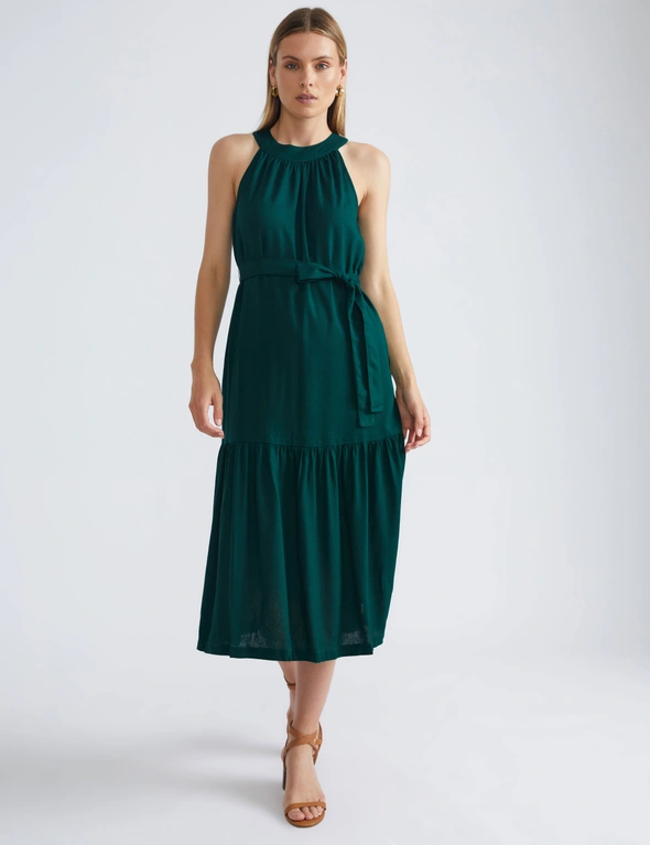 Katies Sleeveless Tie Trim Linen Blend Dress | EziBuy NZ