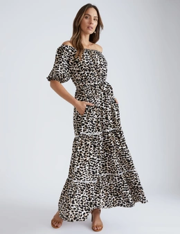 Katies Short Sleeve printed tiered Maxi Dress