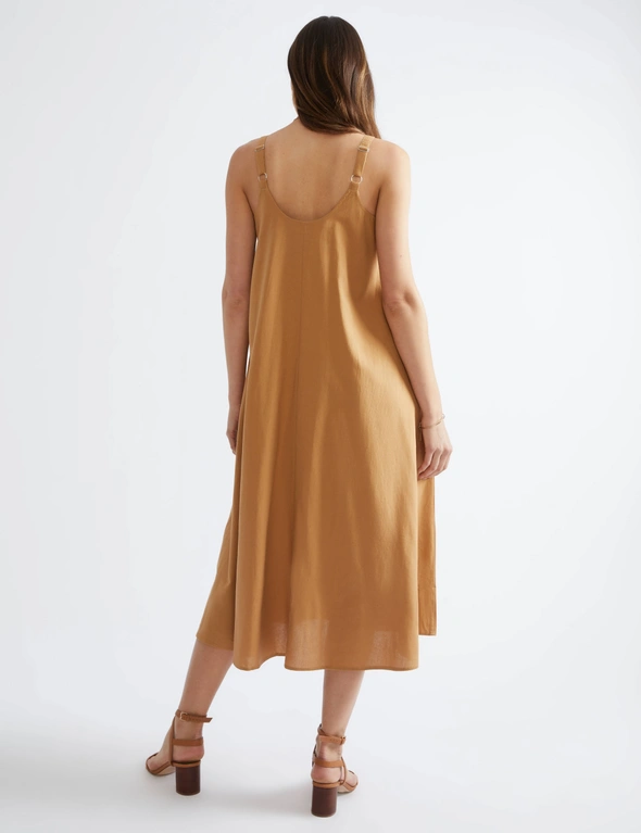 Katies Sleeveless Linen Blend Trapeze Maxi Dress, hi-res image number null