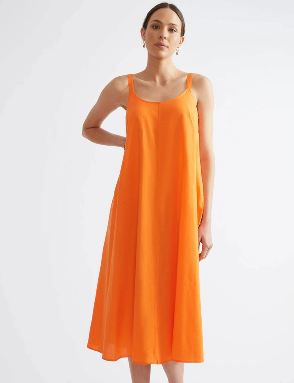 Katies Sleeveless Linen Blend Trapeze Maxi Dress | W Lane