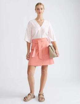Katies Knee Length Belted Pocket Skirt