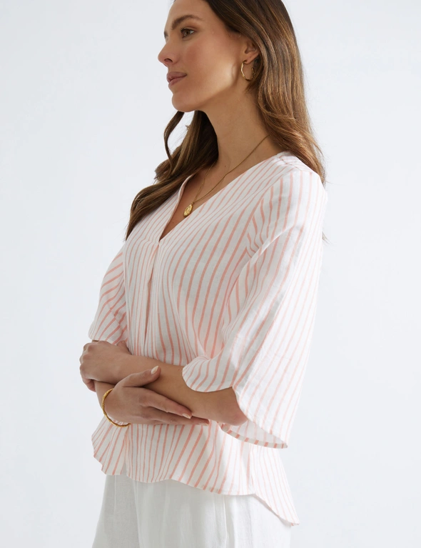 Katies V-neck Woven top with Elbow Lenght sleeves, hi-res image number null