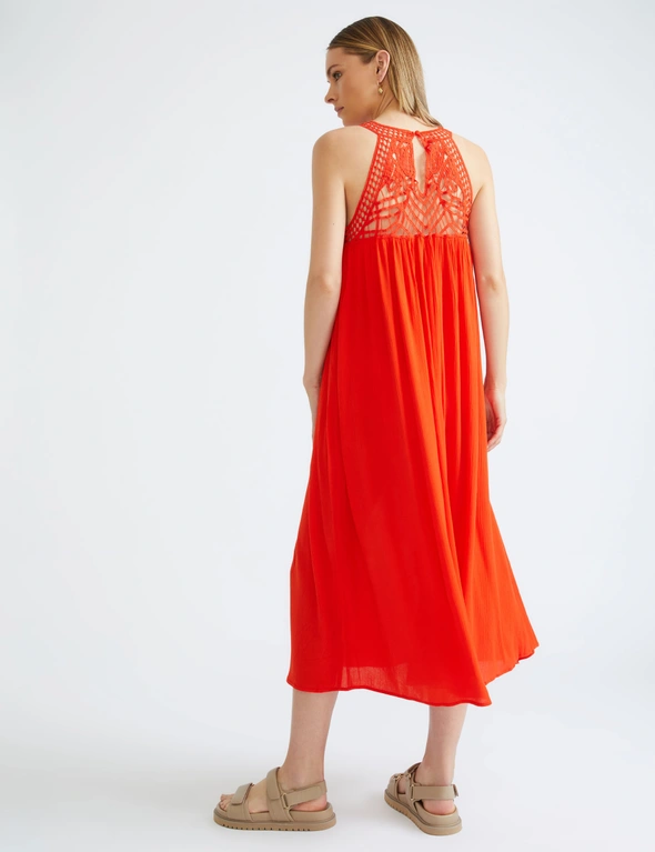 Katies Sleeveless Crochet Lace Trim Maxi Dress, hi-res image number null