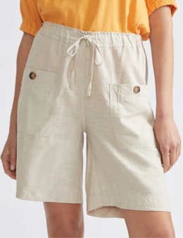 Katies Linen Blend Cargo Pocket Shorts