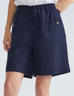 Katies Linen Blend Cargo Pocket Shorts