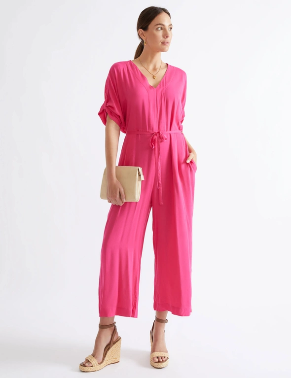 Katies Ankle Length Double V Wide Leg Jumpsuit, hi-res image number null