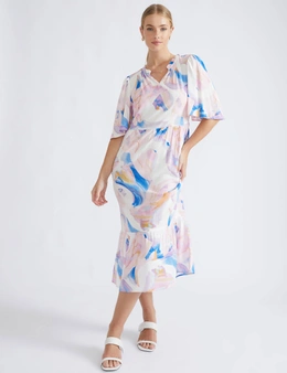 Katies Tiered Dress With Short Flutter Sleeve