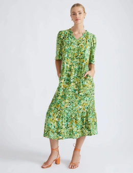 Katies Tiered Dress With Short Flutter Sleeve
