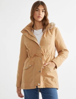 Katies Padded Anorak With Fur Trimmed Hood