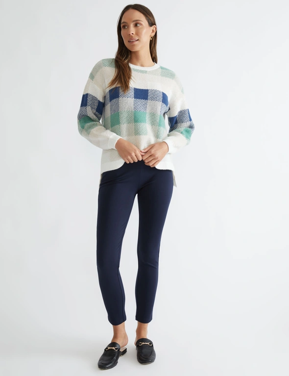Katies Long Sleeve Crew Neck Intarsia Design Jumper With Side Slits, hi-res image number null