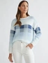 Katies Long Sleeve Crew Neck Intarsia Design Jumper With Side Slits, hi-res