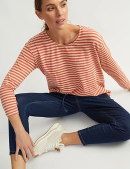 Katies Relaxed Long Sleeve Knit Top With Dropped Shoulders