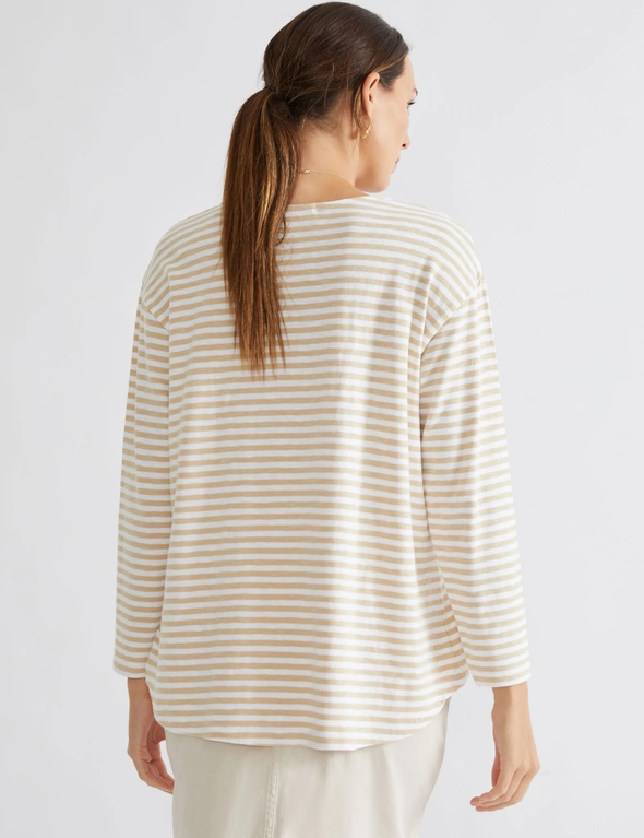 Katies Relaxed Long Sleeve Knit Top With Dropped Shoulders, hi-res image number null