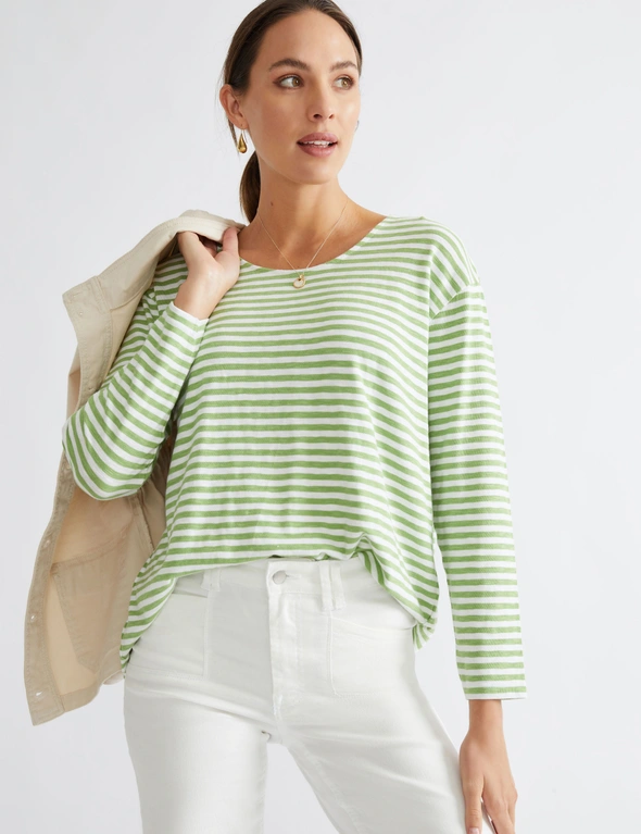 Katies Relaxed Long Sleeve Knit Top With Dropped Shoulders, hi-res image number null