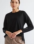 Katies Long Sleeve Textured Knit Top With Button Detail, hi-res