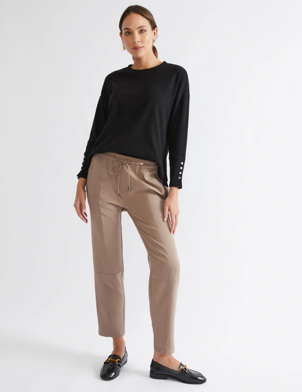 Katies Long Sleeve Textured Knit Top With Button Detail, hi-res image number null