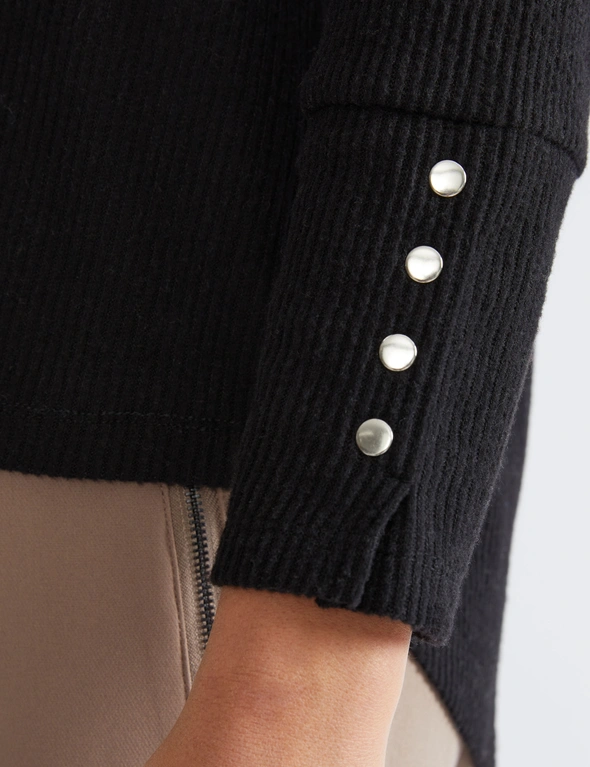 katies l/s textured knit top with button detail, hi-res image number null