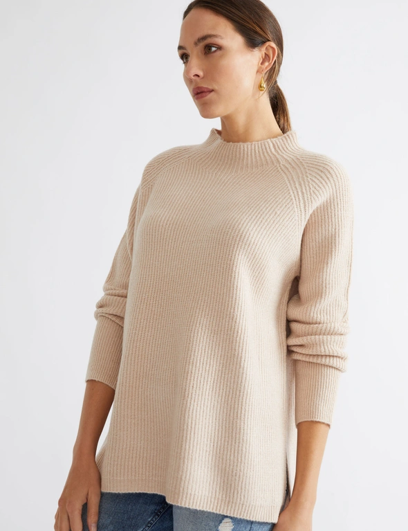 Katies Long Sleeve Chunky Ribbed Funnel Neck Knitwear, hi-res image number null