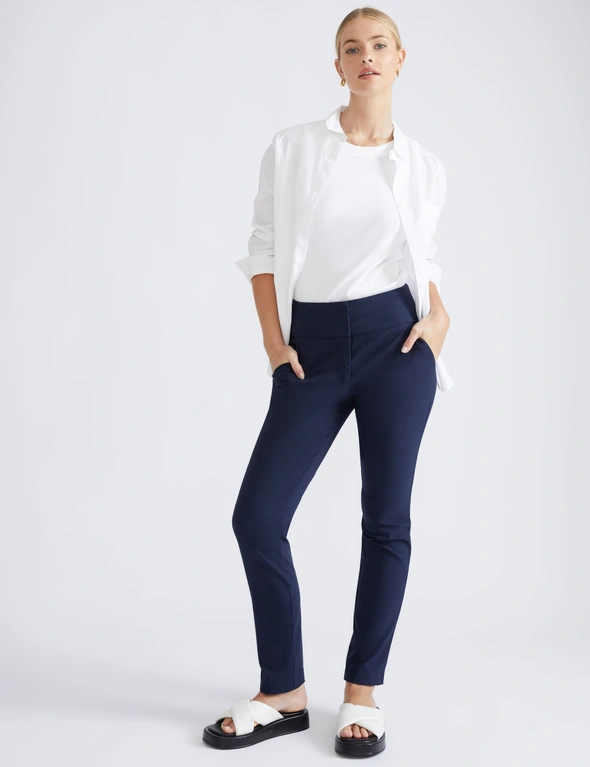 Styled Slim Leg Pants With Angled Pockets, hi-res image number null