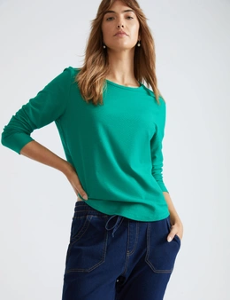 Katies Long Sleeve Crew Neck T-Shirt With Curved Hem