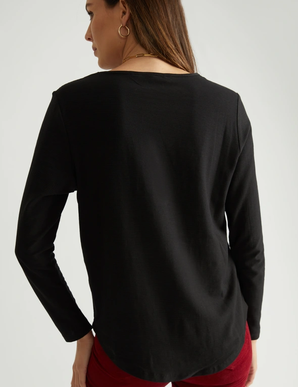 Katies Long Sleeve Crew Neck T-Shirt With Curved Hem, hi-res image number null