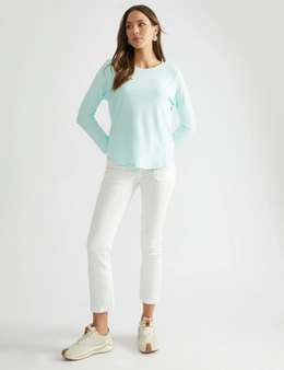 Katies Long Sleeve Crew Neck T-Shirt With Curved Hem