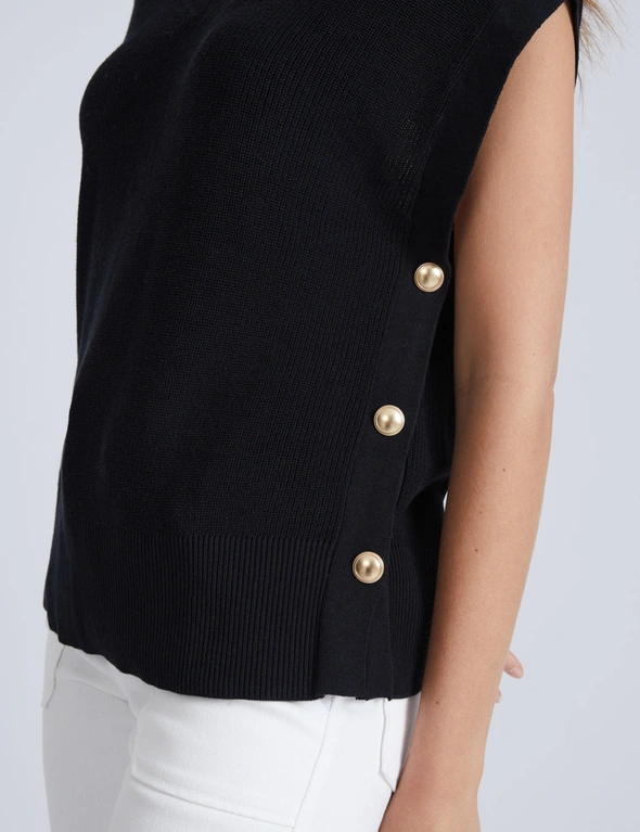 Katies Sleeveless Knitwear Top With Button Detail, hi-res image number null