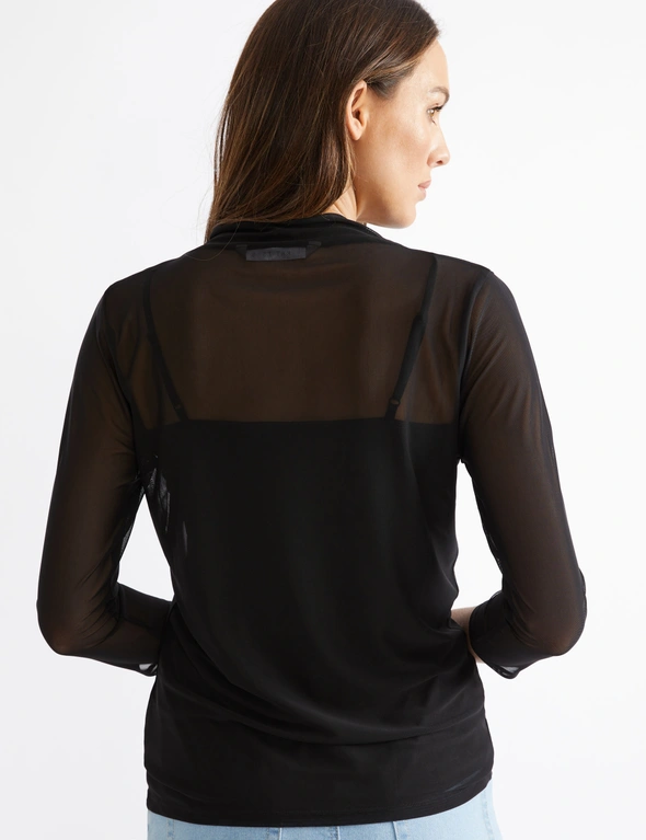 Katies Funnel Neck Mesh Top With Cami, hi-res image number null