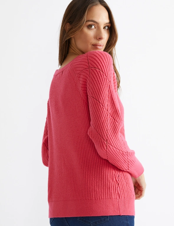 Katies Long Sleeve Crew Neck Jumper With Diamond Design, hi-res image number null