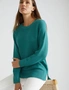 Katies Long Sleeve Crew Neck Cotton Stripe Knitwear Jumper With Side Slits, hi-res