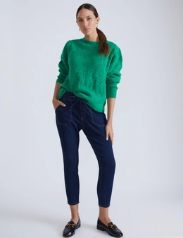 Katies Long Sleeve Pointelle Interest Jumper With Subtle Gathering On The Shoulders