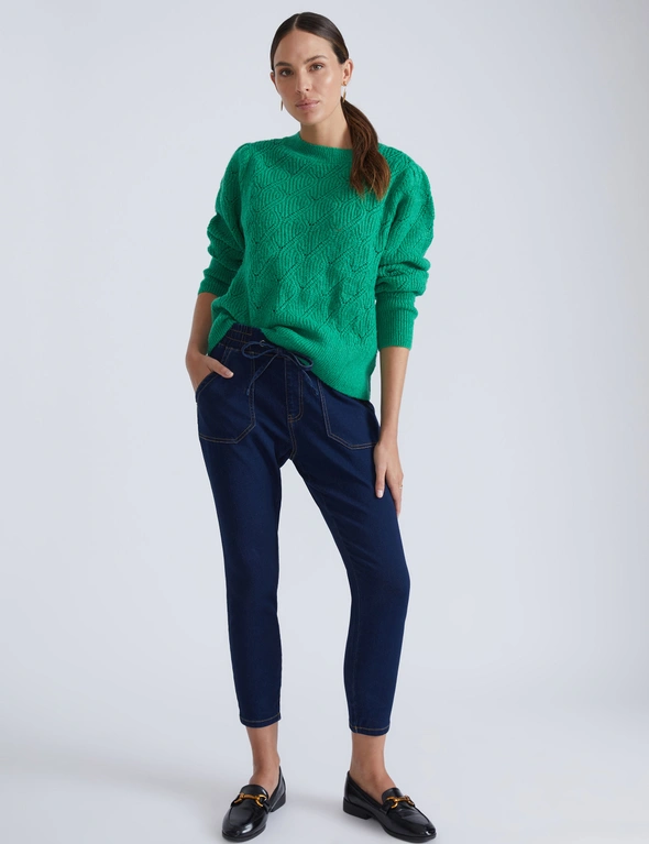 Katies Long Sleeve Pointelle Interest Jumper With Subtle Gathering On The Shoulders, hi-res image number null