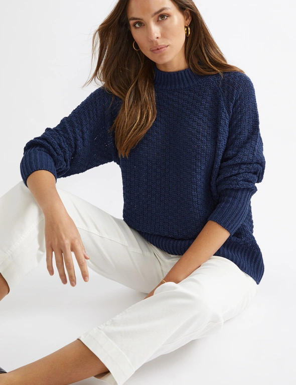 Katies Long Sleeve Moss Stitch Regular Length Knitwear Jumper, hi-res image number null