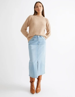 Katies Long Sleeve Moss Stitch Regular Length Knitwear Jumper