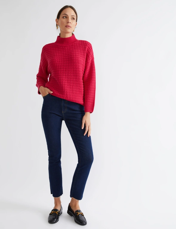 Katies Funnel Neck Jumper with Chunky Stitch, hi-res image number null