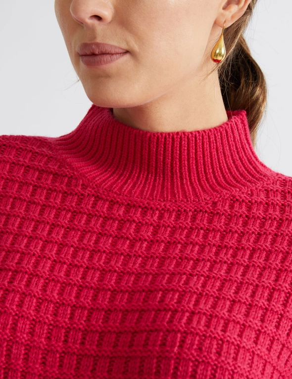 Katies Funnel Neck Jumper with Chunky Stitch, hi-res image number null