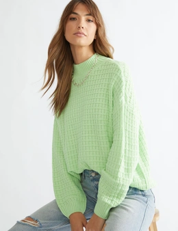 Long Sleeve Funnel Neck Jumper with chunky stitch interest