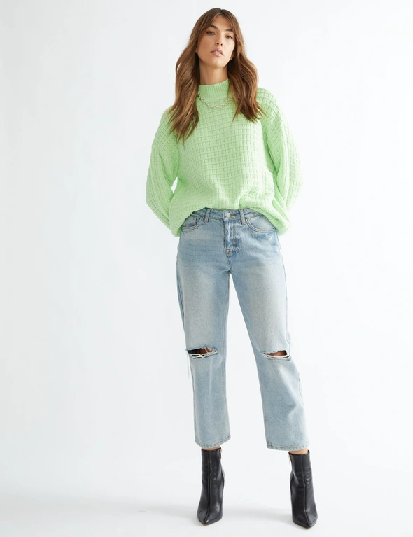 Long Sleeve Funnel Neck Jumper with chunky stitch interest, hi-res image number null