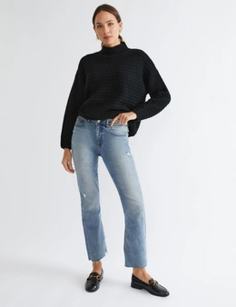 Long Sleeve Funnel Neck Jumper with chunky stitch interest