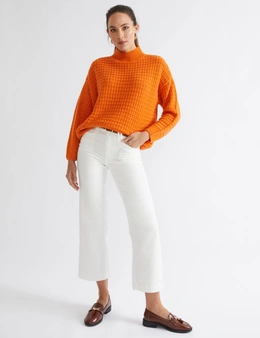 Katies Funnel Neck Jumper with Chunky Stitch