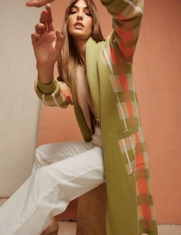 Katies Long Sleeve Intarisa Design Coatigan With Shawl Collar And Pockets