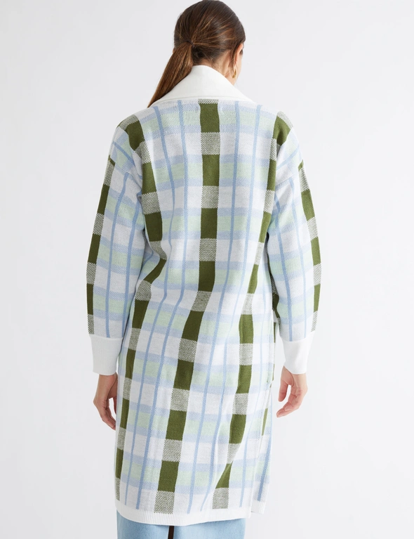 Katies Long Sleeve Intarisa Design Coatigan With Shawl Collar And Pockets, hi-res image number null