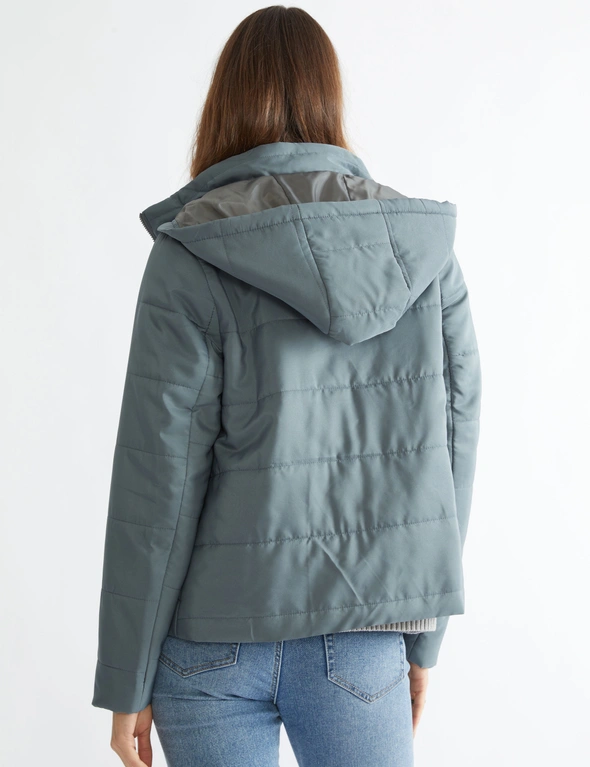 Regular Length Long Sleeve Puffer With Detachable Hood, hi-res image number null