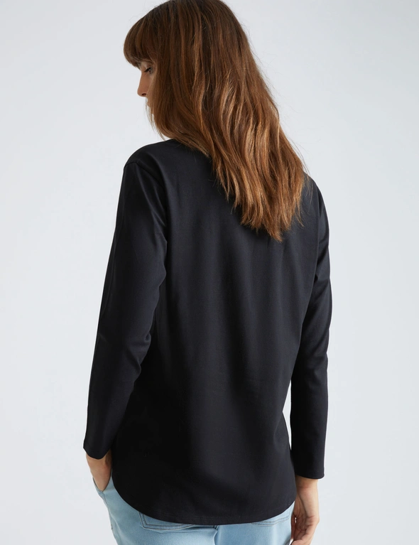 Katies Relaxed Long Sleeve Crew Neck Tee And Dropped Shoulders, hi-res image number null