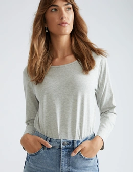 Katies Relaxed Long Sleeve Crew Neck Tee And Dropped Shoulders