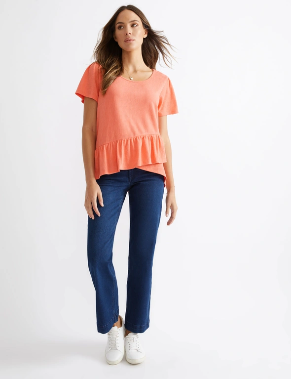 Katies Flutter Sleeve Knit Top With Peplum Styling, hi-res image number null