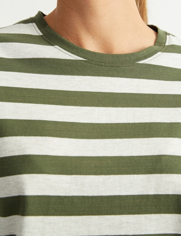 Katies Relaxed Three Quarter Sleeved Stripe T-Shirt, hi-res image number null
