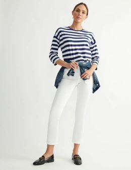 Katies Relaxed Three Quarter Sleeved Stripe T-Shirt