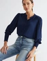 Katies Three-Quarter Sleeved Top With Shirring Detail, hi-res