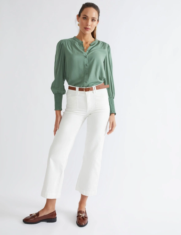 Katies Three-Quarter Sleeved Top With Shirring Detail, hi-res image number null